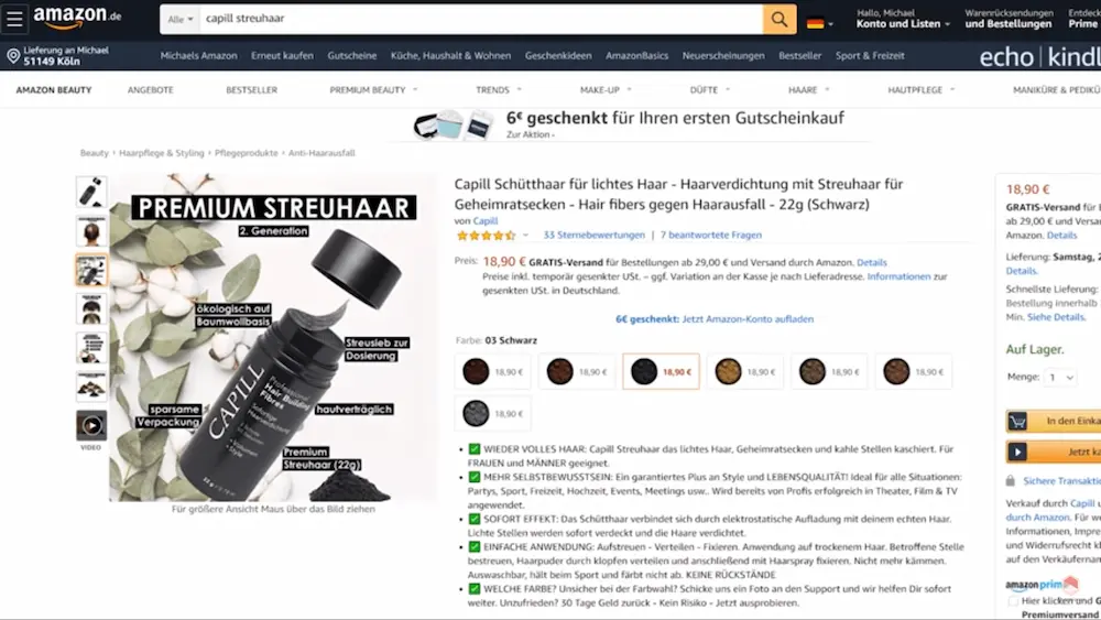 Amazon FBA Produkt listing