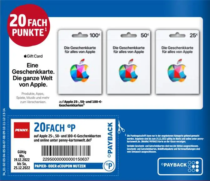 Apple Guthaben Rabatt: 10€ gratis Apple Gift Card pro Monat!