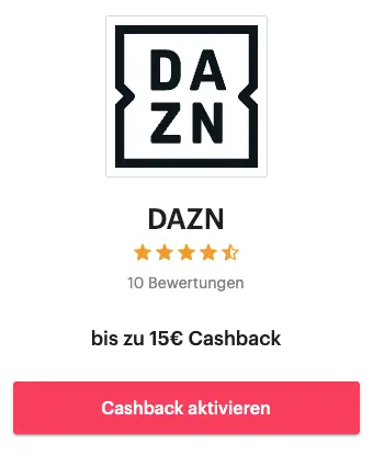DAZN Trick 15€ Cashback
