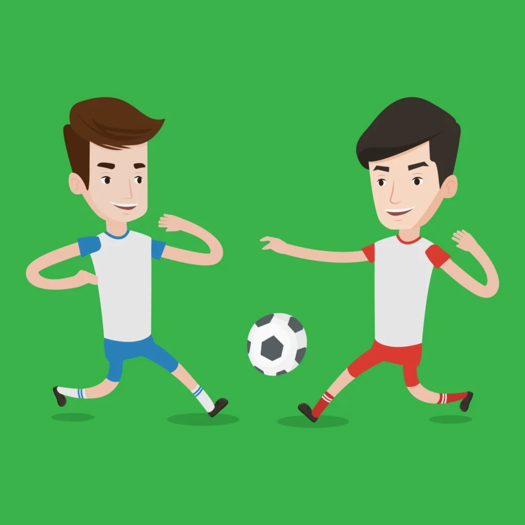 Zwei Männer spielen Fußball