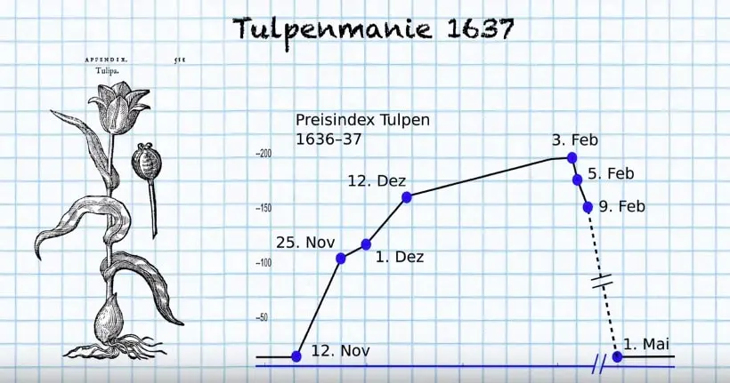 Tulpenmanie 1637 Grafik - Die Tulpenmanie war die erste große und gut dokumentierte Spekulationsblase der Welt.