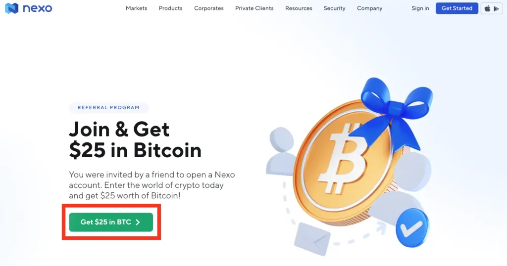 Nexo Bonus 25$ in Bitcoin kein Referral Code