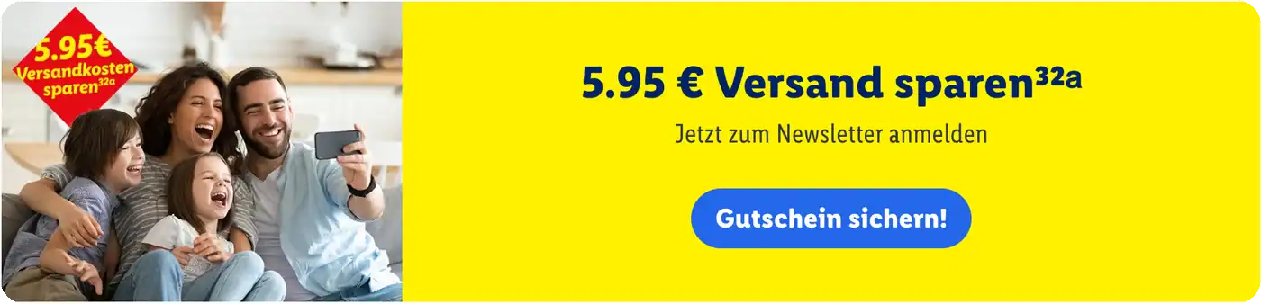 Lidl-Banner: 5,95 Euro Versand sparen mit der Newsletter-Anmeldung